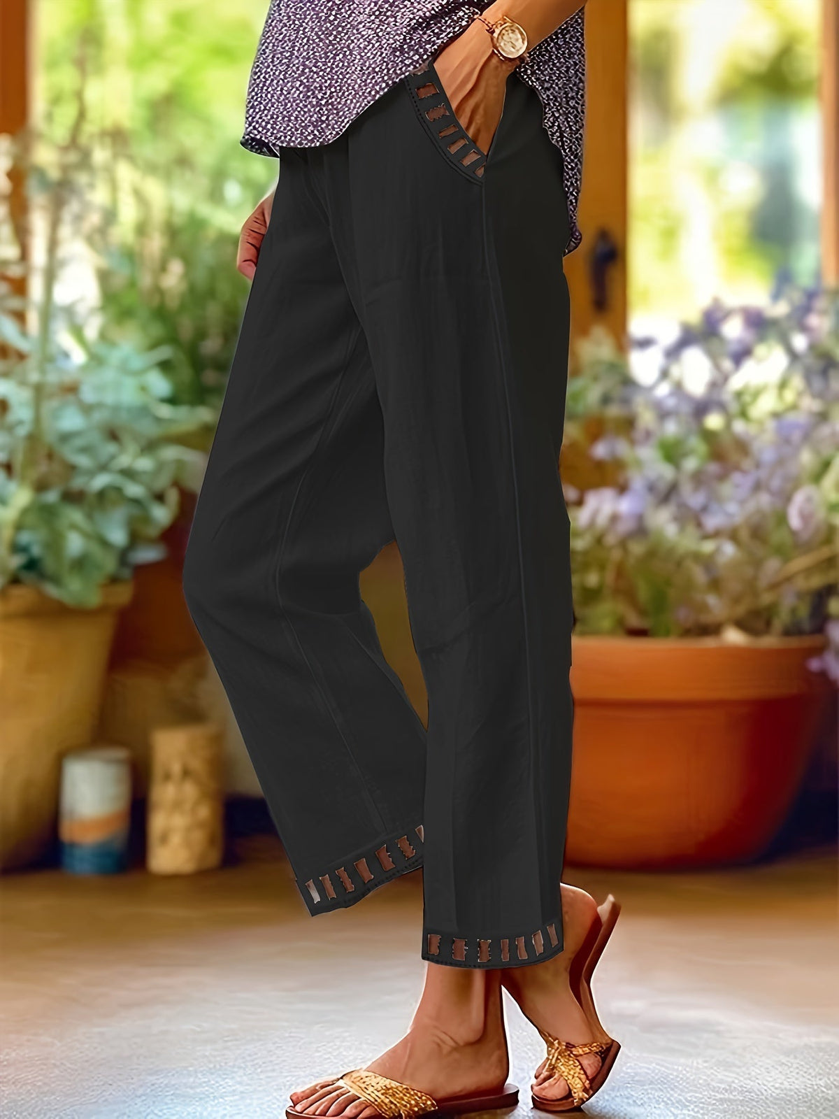 Wren – Relaxte Cropped-Hose mit Kontrastdetails