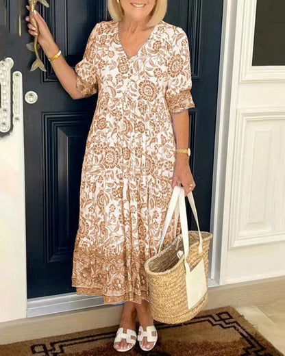 Emma | Vestido floral con cuello en V elegante