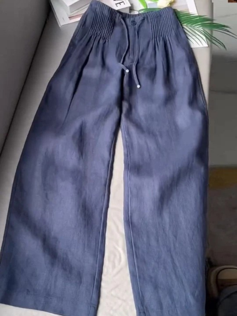 Camille | Pantalón Ancho de Algodón y Lino Mixto