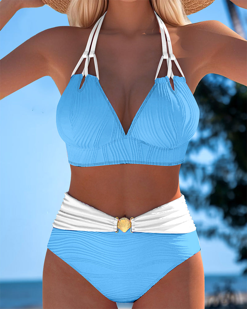 Lily™ | High-Waisted Colour-Block Swimsuit with Double Straps