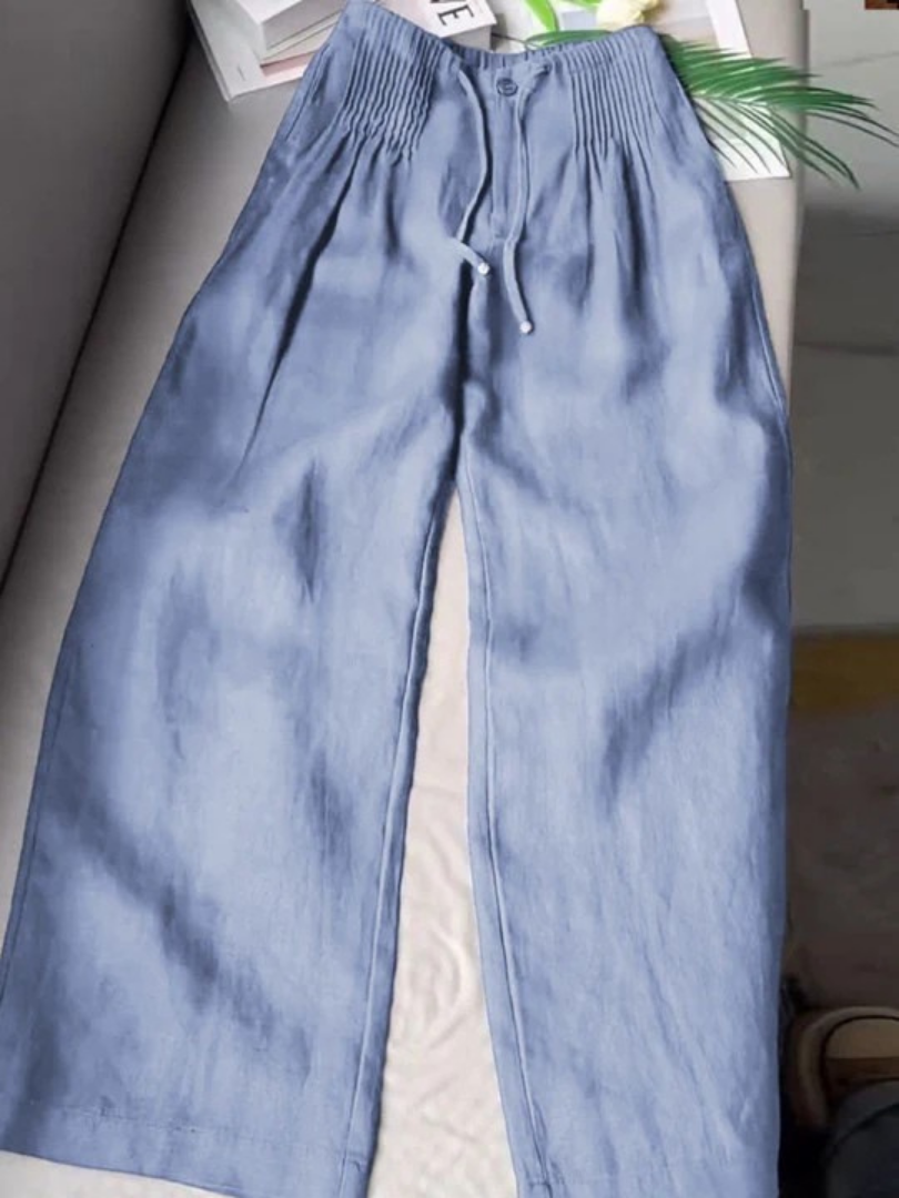 Camille | Pantalón Ancho de Algodón y Lino Mixto