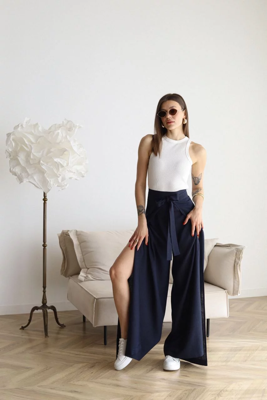 ARIANE – WOMEN'S WIDE-LEG LINEN TROUSERS