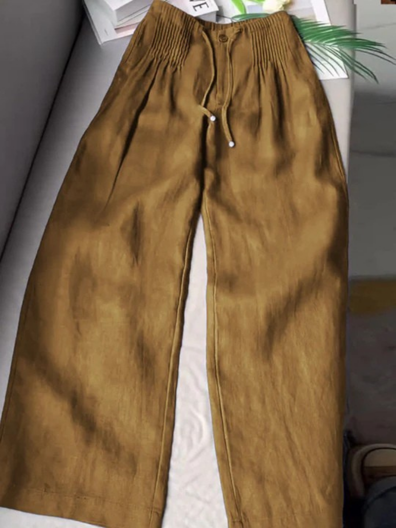 Camille | Pantalón Ancho de Algodón y Lino Mixto