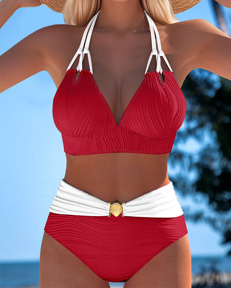 Lily™ | High-Waisted Colour-Block Swimsuit with Double Straps