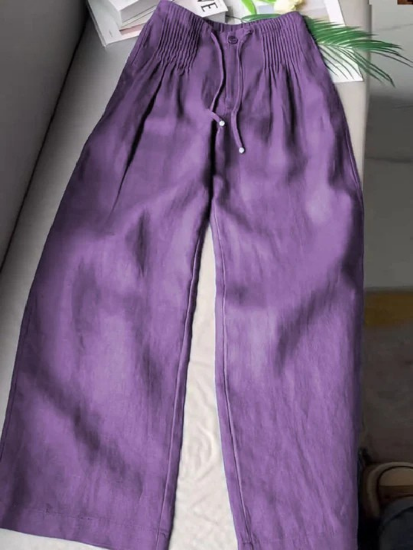Camille | Pantalón Ancho de Algodón y Lino Mixto