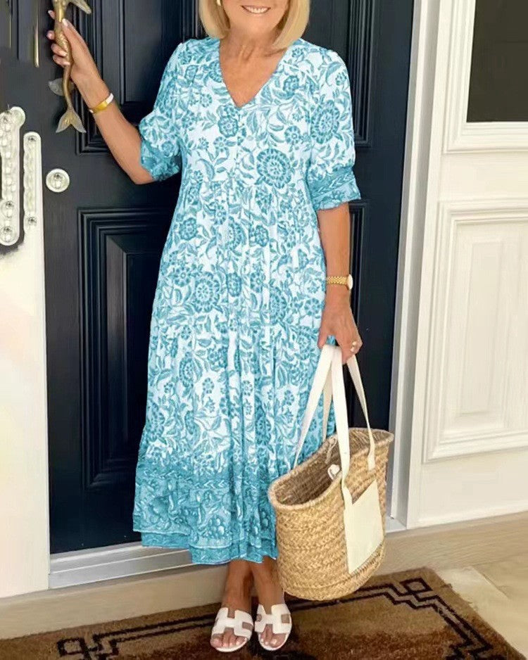 Emma | Vestido floral con cuello en V elegante