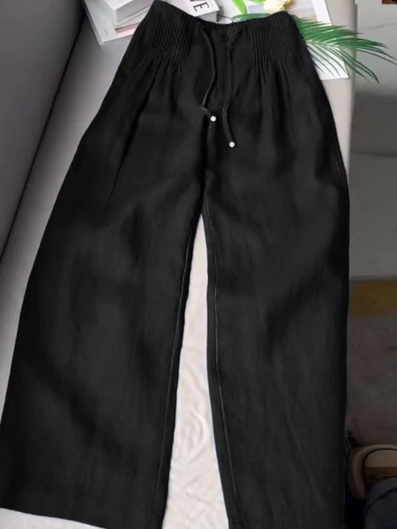 Camille | Pantalón Ancho de Algodón y Lino Mixto