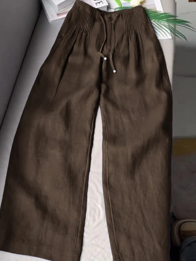 Camille | Pantalón Ancho de Algodón y Lino Mixto
