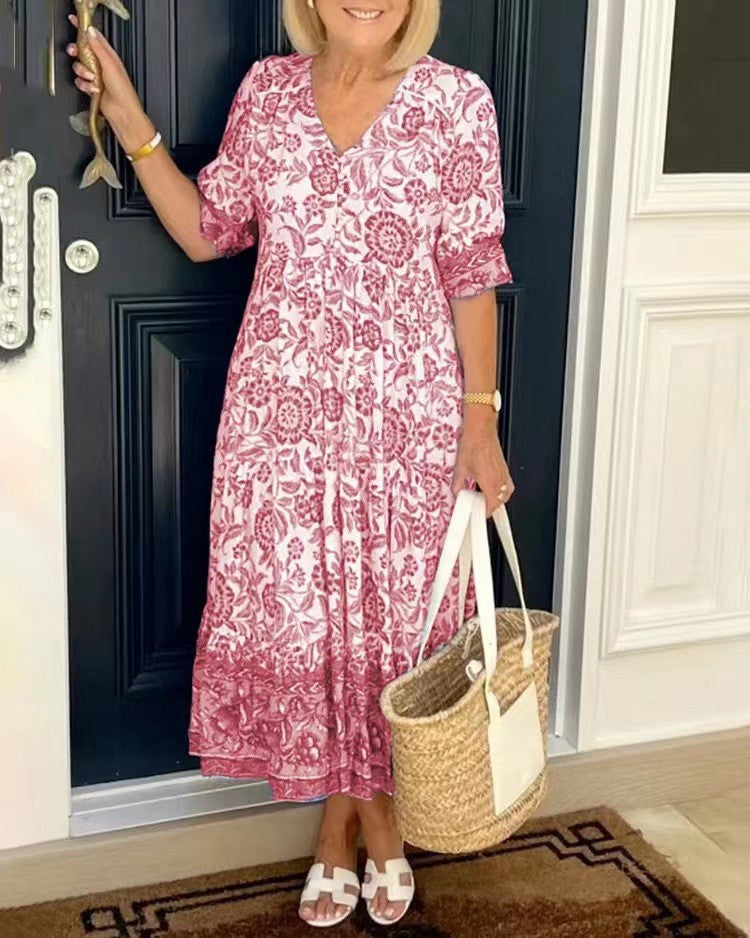 Emma | Vestido floral con cuello en V elegante