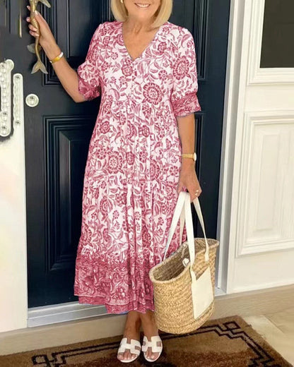 Emma | Vestido floral con cuello en V elegante