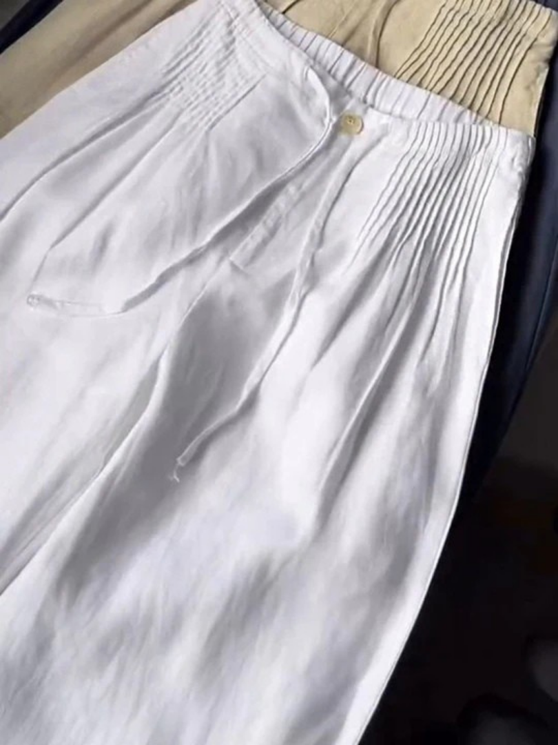 Camille | Pantalón Ancho de Algodón y Lino Mixto