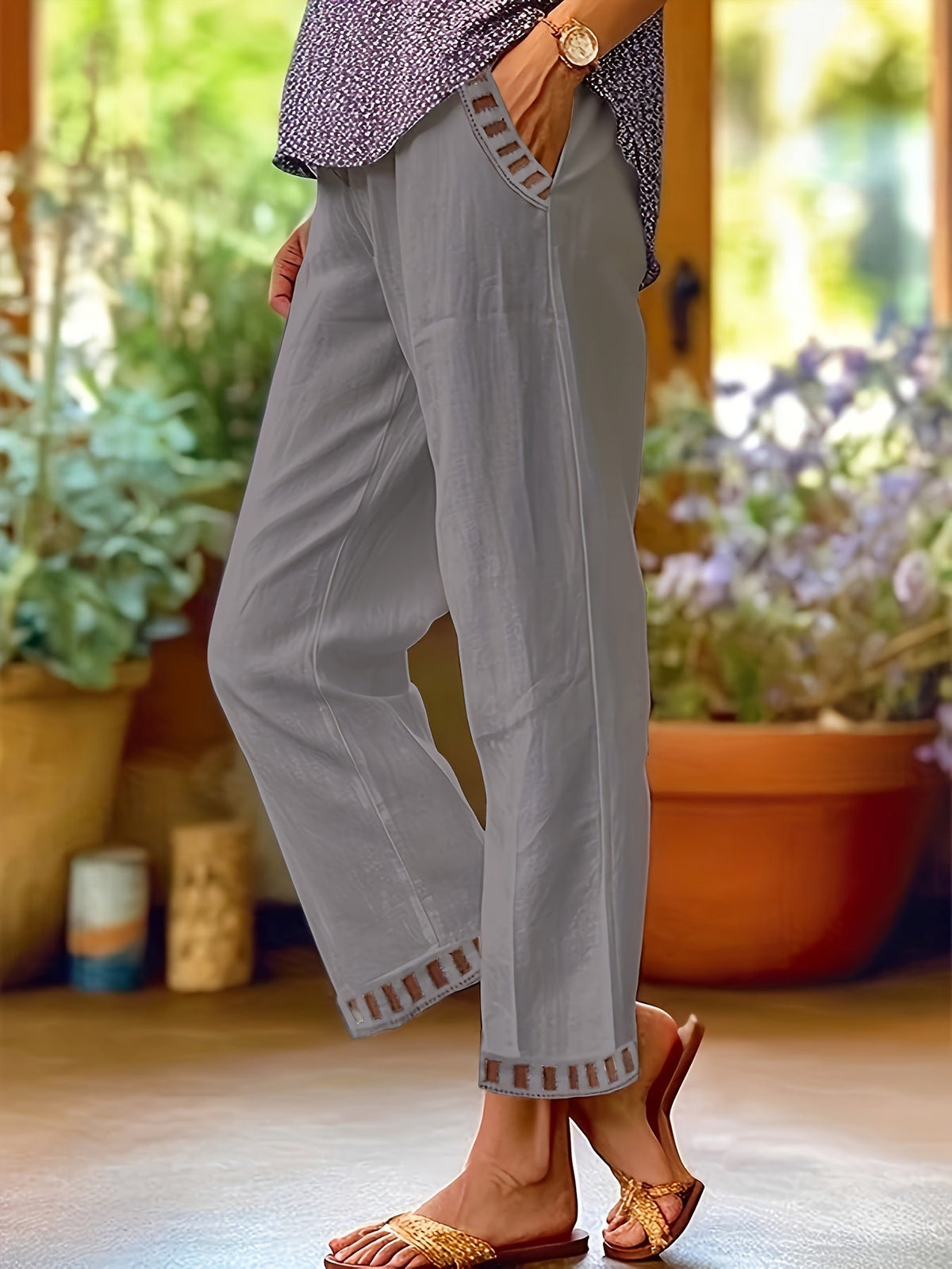 Wren – Relaxte Cropped-Hose mit Kontrastdetails