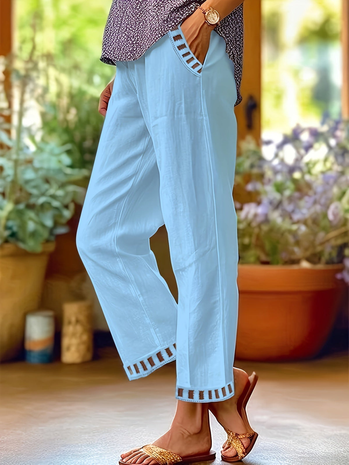 Wren – Relaxte Cropped-Hose mit Kontrastdetails