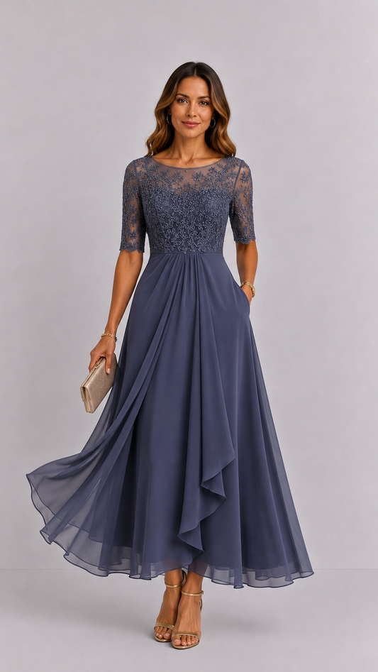 RHONDA | Elegante abito in pizzo viola