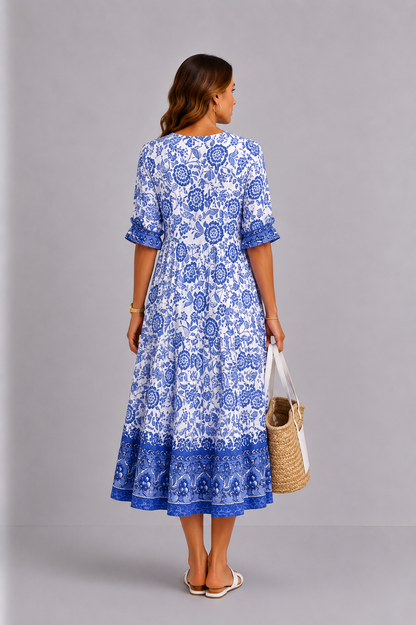 Keisha | Elegantes Blumenkleid mit V-Ausschnitt