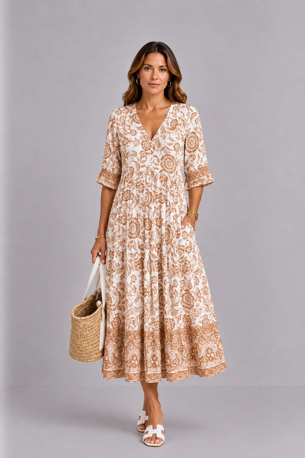 Keisha | Elegantes Blumenkleid mit V-Ausschnitt