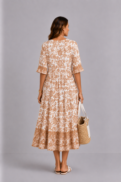 Keisha | Elegantes Blumenkleid mit V-Ausschnitt