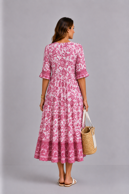 Keisha | Elegantes Blumenkleid mit V-Ausschnitt