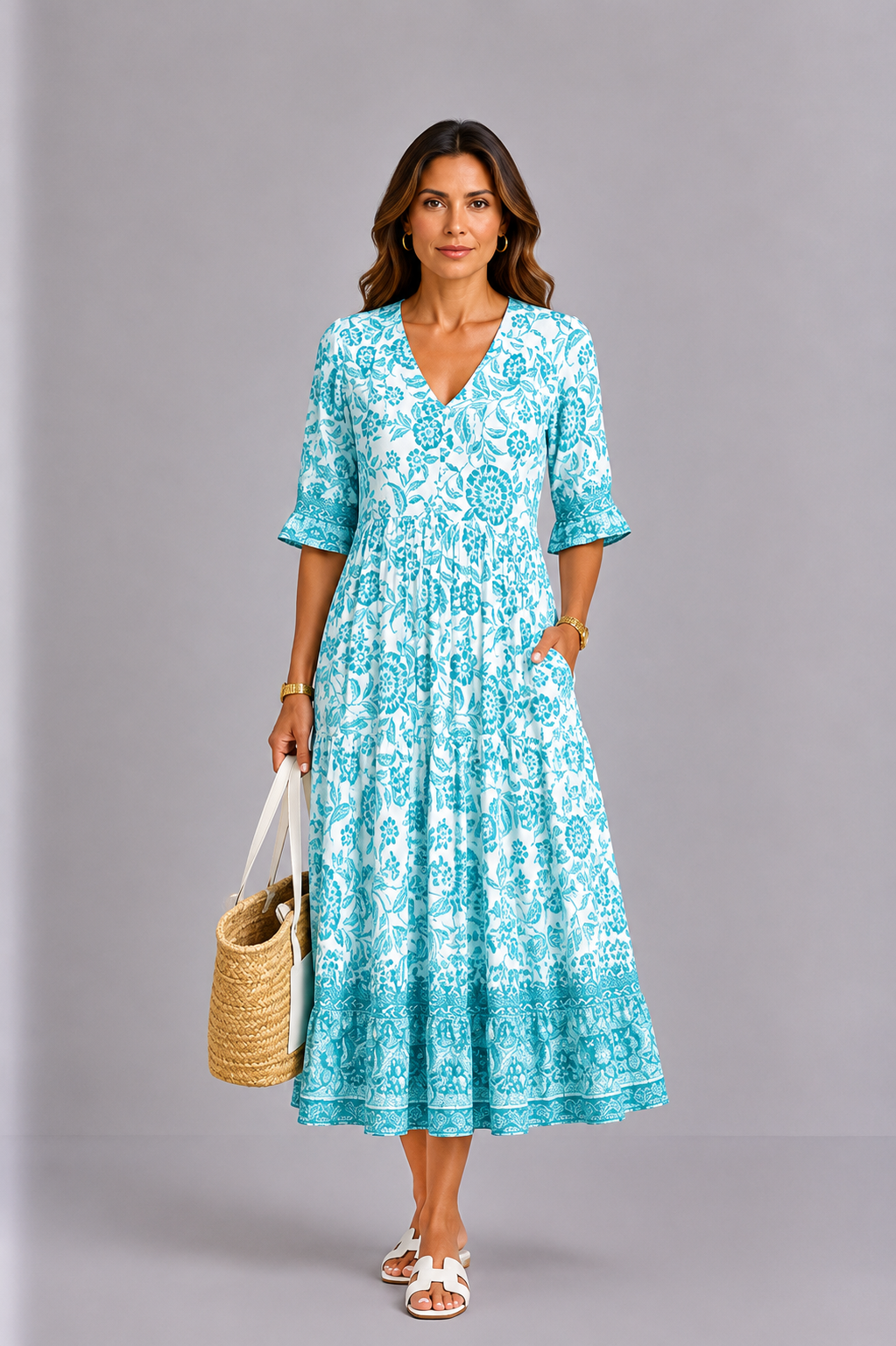 Keisha | Elegantes Blumenkleid mit V-Ausschnitt