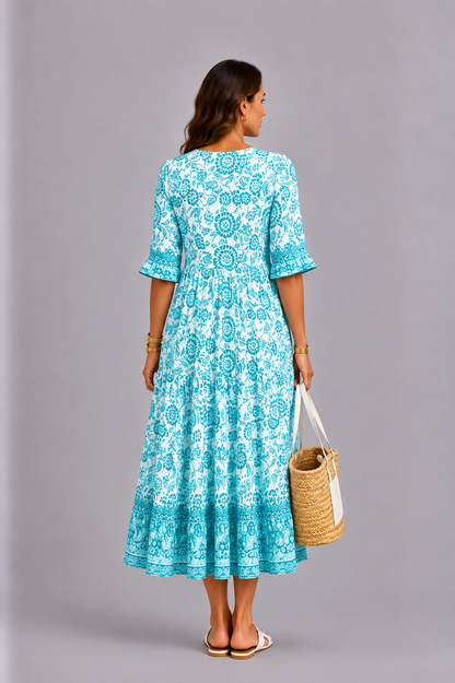 Keisha | Elegantes Blumenkleid mit V-Ausschnitt