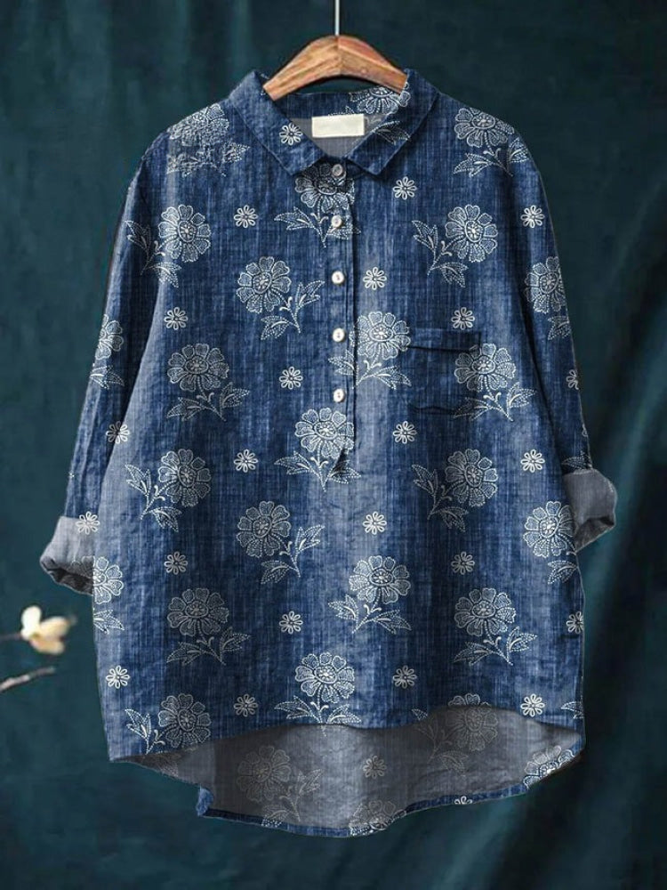Seraphina™ | Blusa de Lino Atemporal con Estampado