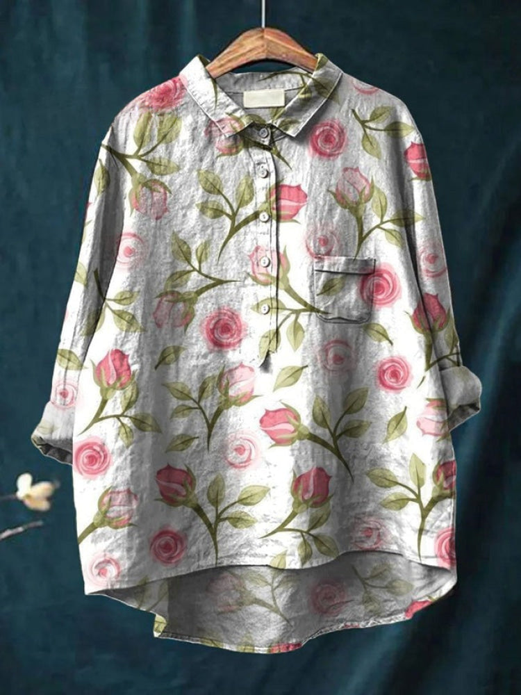 Seraphina™ | Blusa de Lino Atemporal con Estampado
