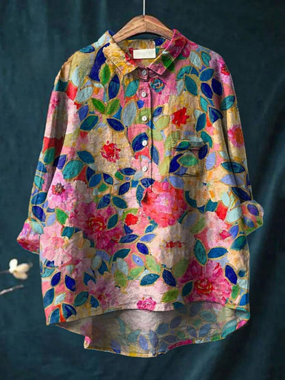 Seraphina™ | Blusa de Lino Atemporal con Estampado