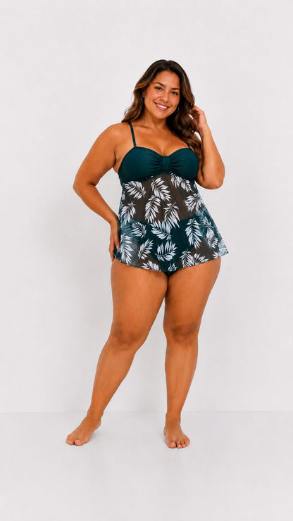 Soleskin | Tankini Elegante con Faldita y Control Abdominal