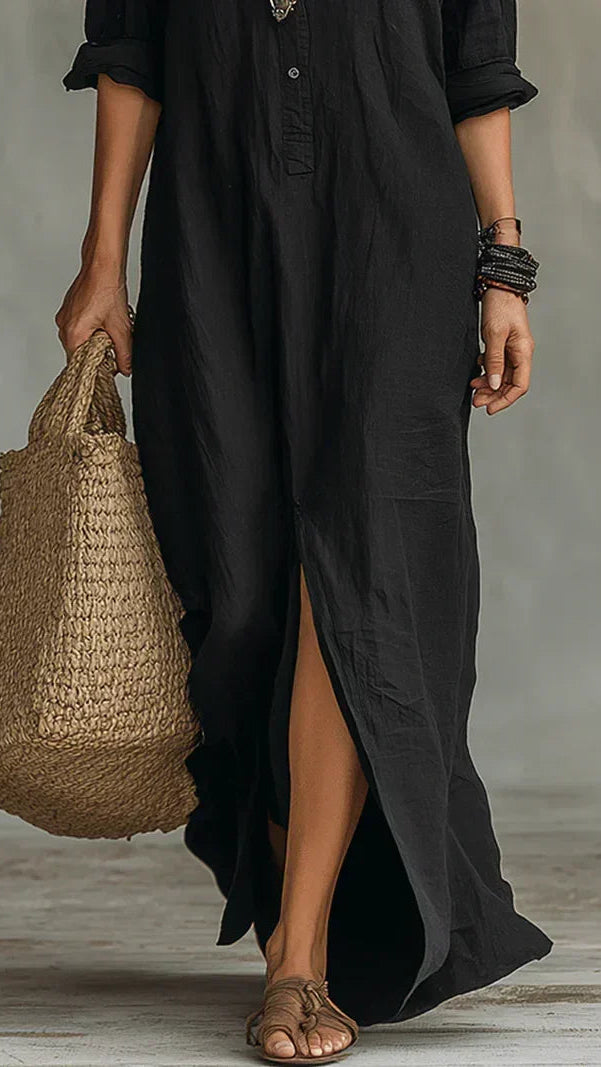 Celina | Abito Maxi Ampio con Bottoni