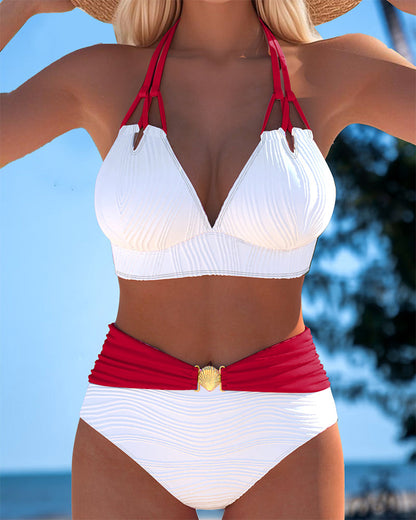 Lily™ | High-Waisted Colour-Block Swimsuit with Double Straps