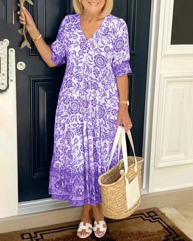 Emma | Vestido floral con cuello en V elegante