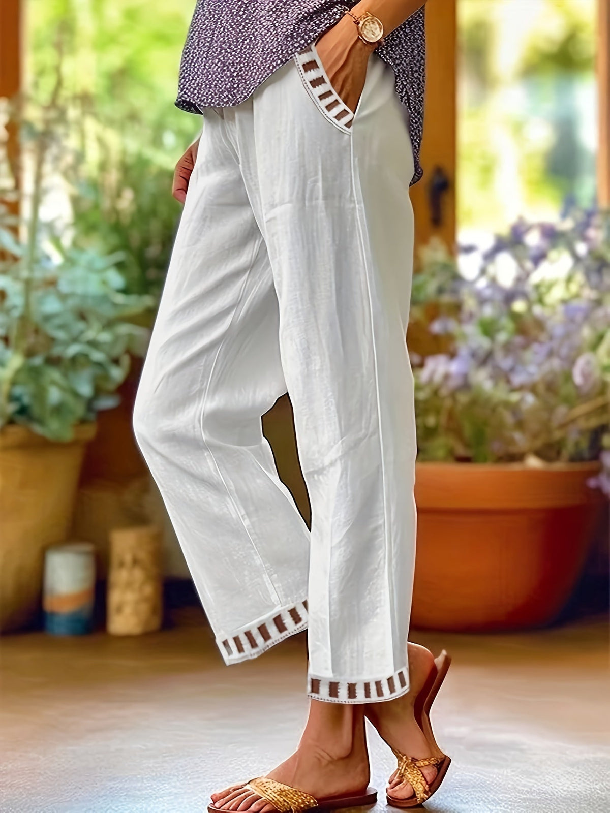 Wren – Relaxte Cropped-Hose mit Kontrastdetails