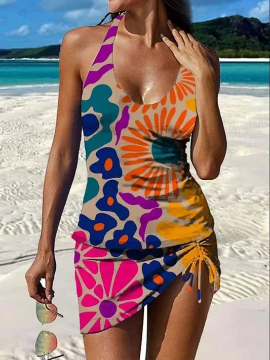 Fiesta – Tankini con estampado floral y pantalón corto, efecto vientre plano