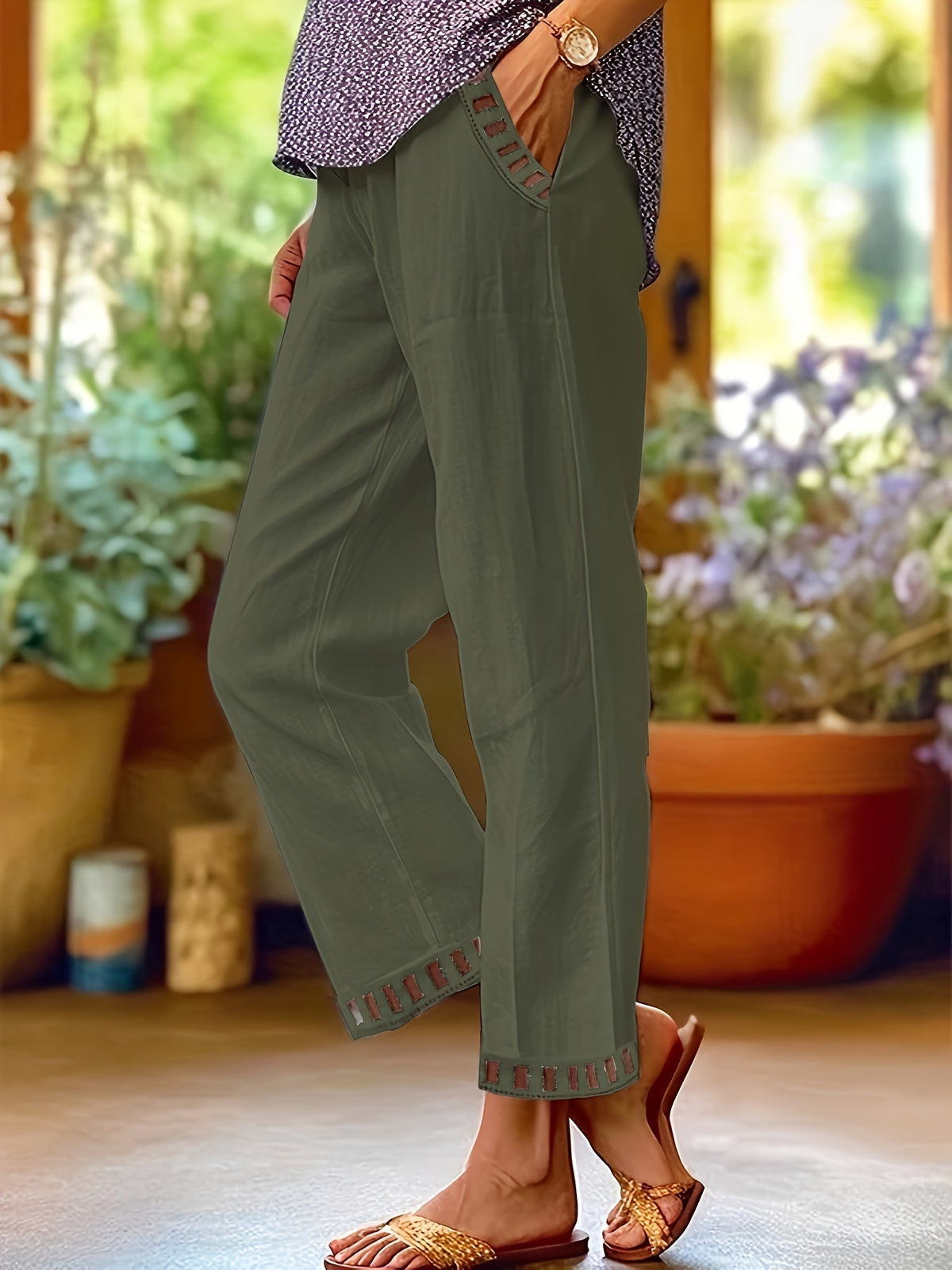Wren – Relaxte Cropped-Hose mit Kontrastdetails
